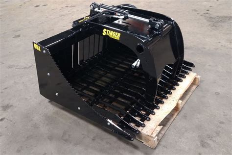 44 skid steer bucket|48'' rock bucket w grapple.